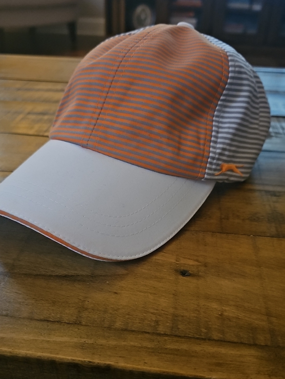 Slazenger Orange and Gray Striped Baseball Cap with White Visor